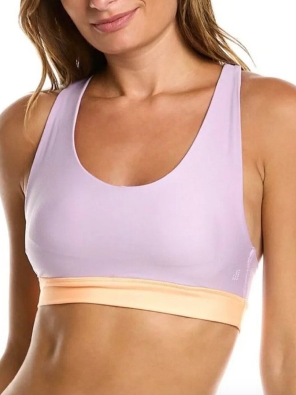 WeWoreWhat Cross Back Sports Bra W/ Clasp in Fair Orchid & Peach Cobbler Size M